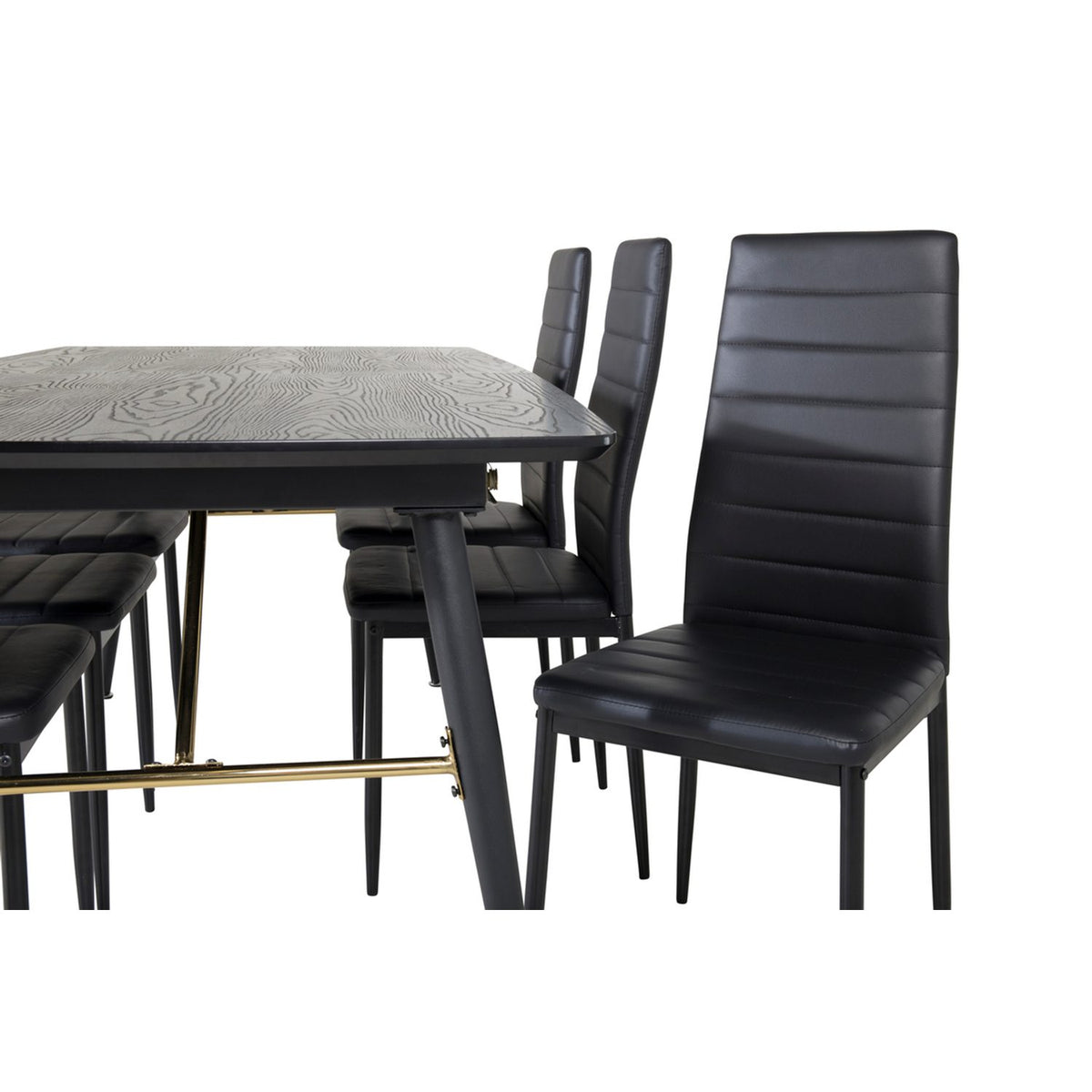 Gold, Slim Rektangulär matgrupp Svart, Svart, 180 x 85