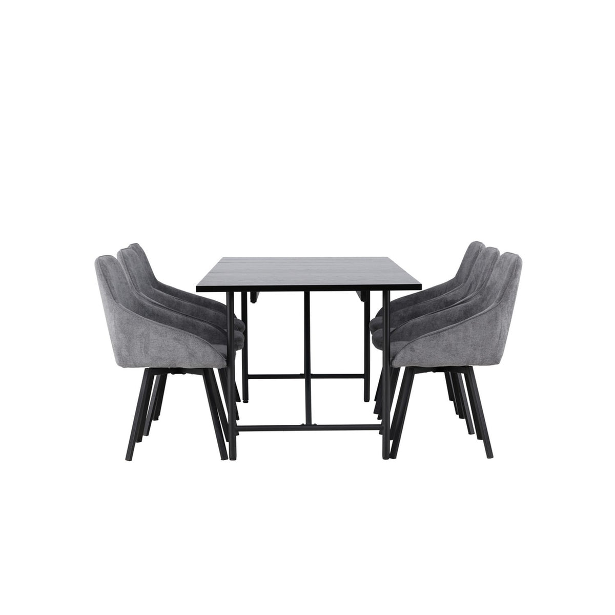 Astrid, Rosie Rektangulär matgrupp Svart,Grå, Svart, 200 x 90