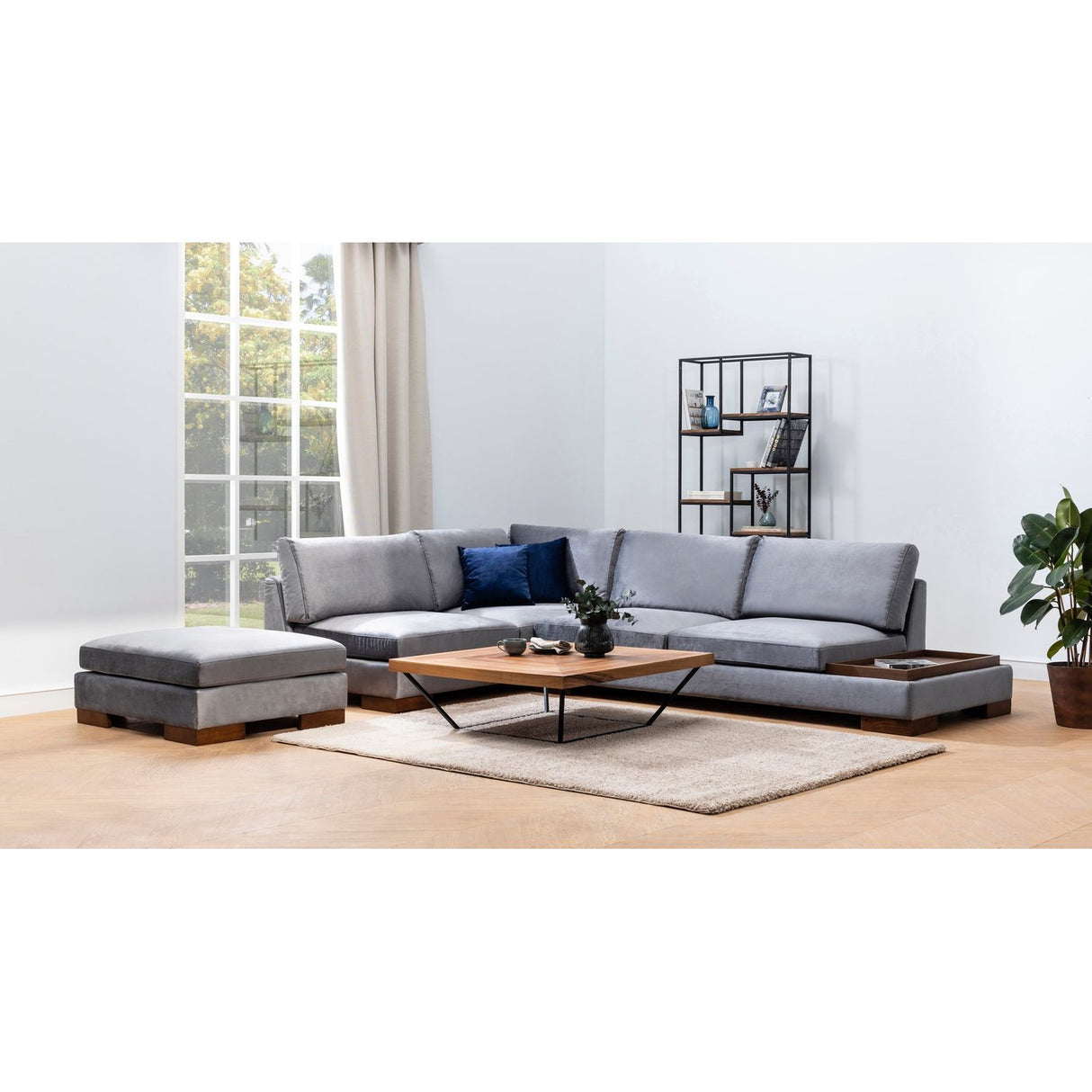 Kigali Hörn med puff (193 x 97 x 80 cm) Hörnsoffa Mörkgrå