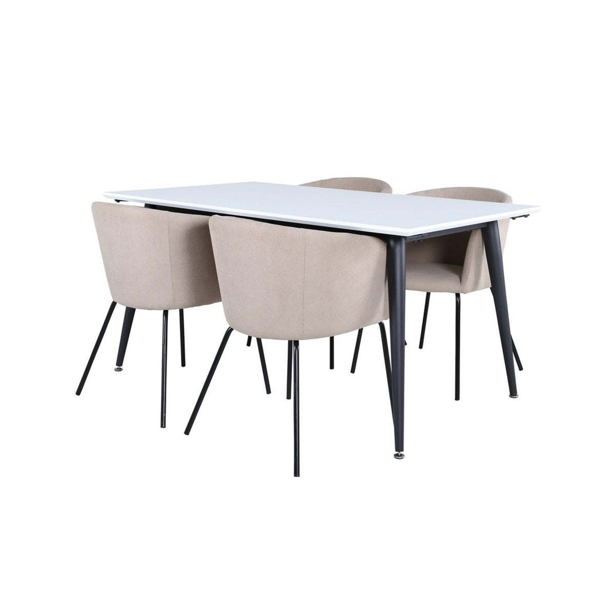 Jimmy, Berit Rektangulär matgrupp Beige, Svart, Svart,Vitt, 150 x 90