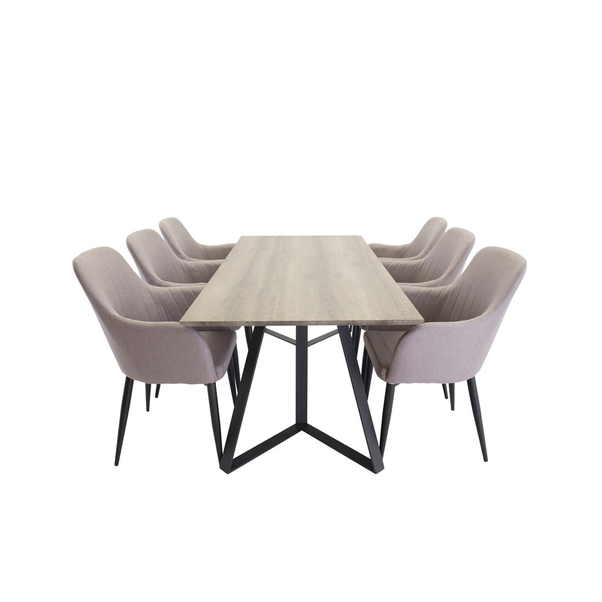 Marina, Comfort Rektangulär matgrupp Svart,Grå, Svart,Grå, 180 x 90