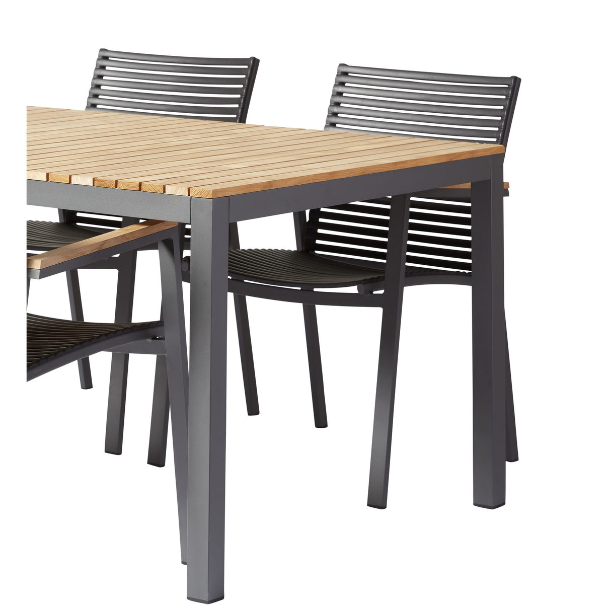 Mood/Mood Extreme Trädgårdsmöbelset i Teak och Aluminium Antracit 167 cm + 4 stolar