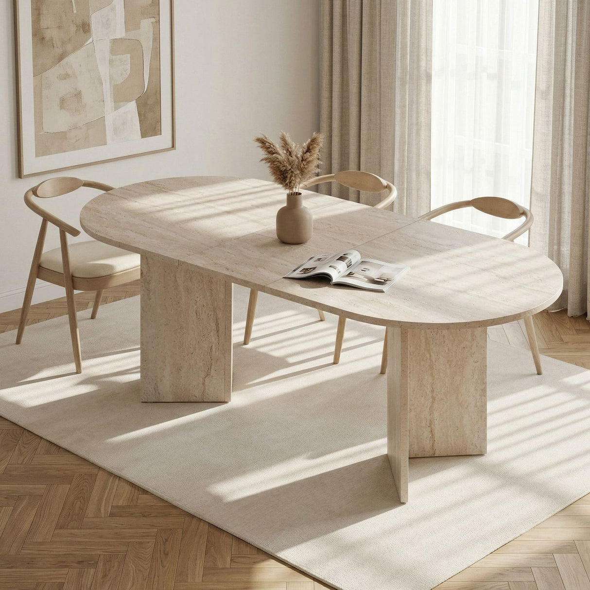 Amadeus Utdragbart matbord Travertine