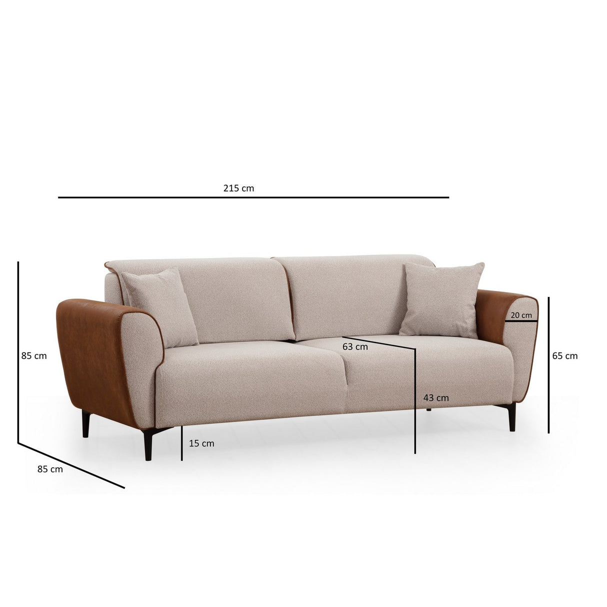 Minsk (215 x 85 cm) 3-sits bäddsoffa Beige kanel