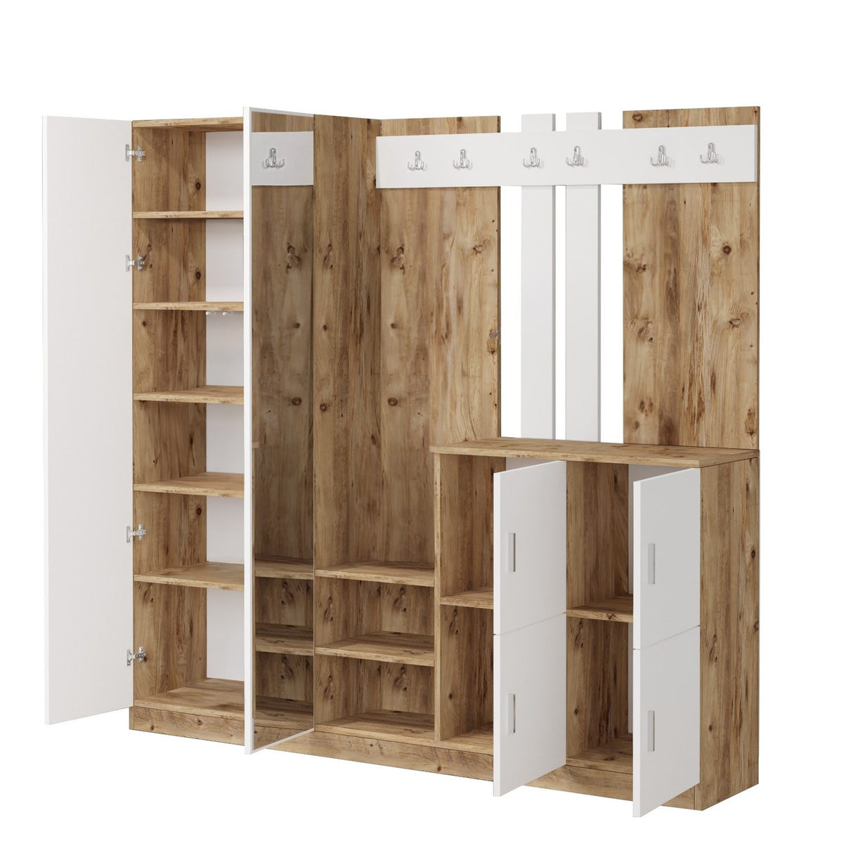 Zelino (187,2 x 180 x 37,5 cm) Hallstativ Atlantisk furu Vit