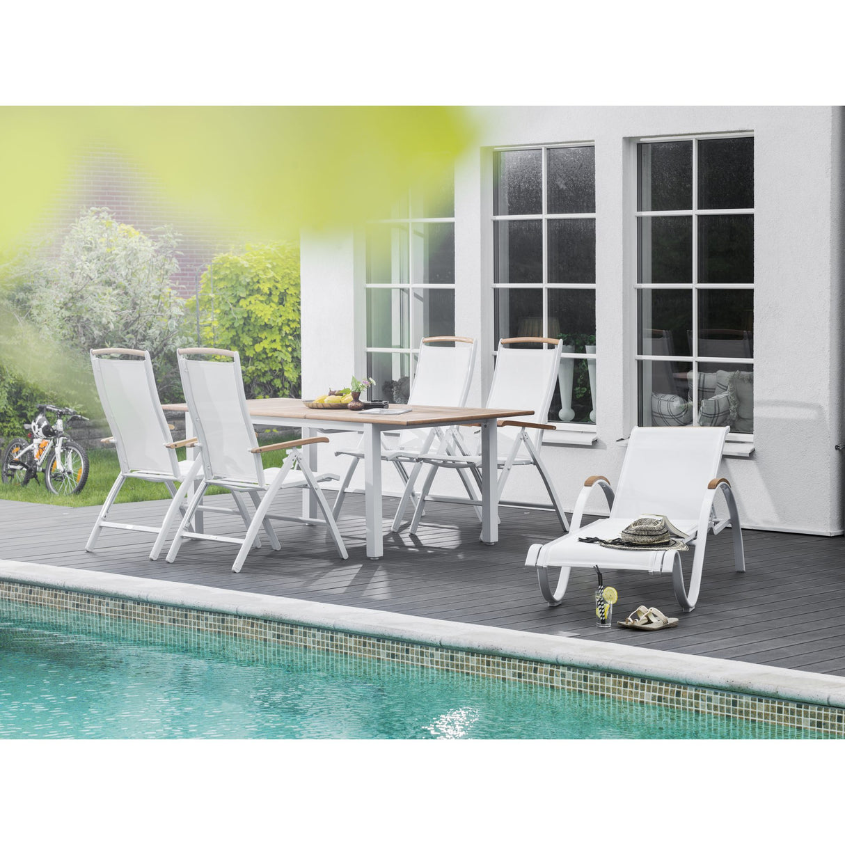 Nydala Positionsfåtölj Vit/Teak