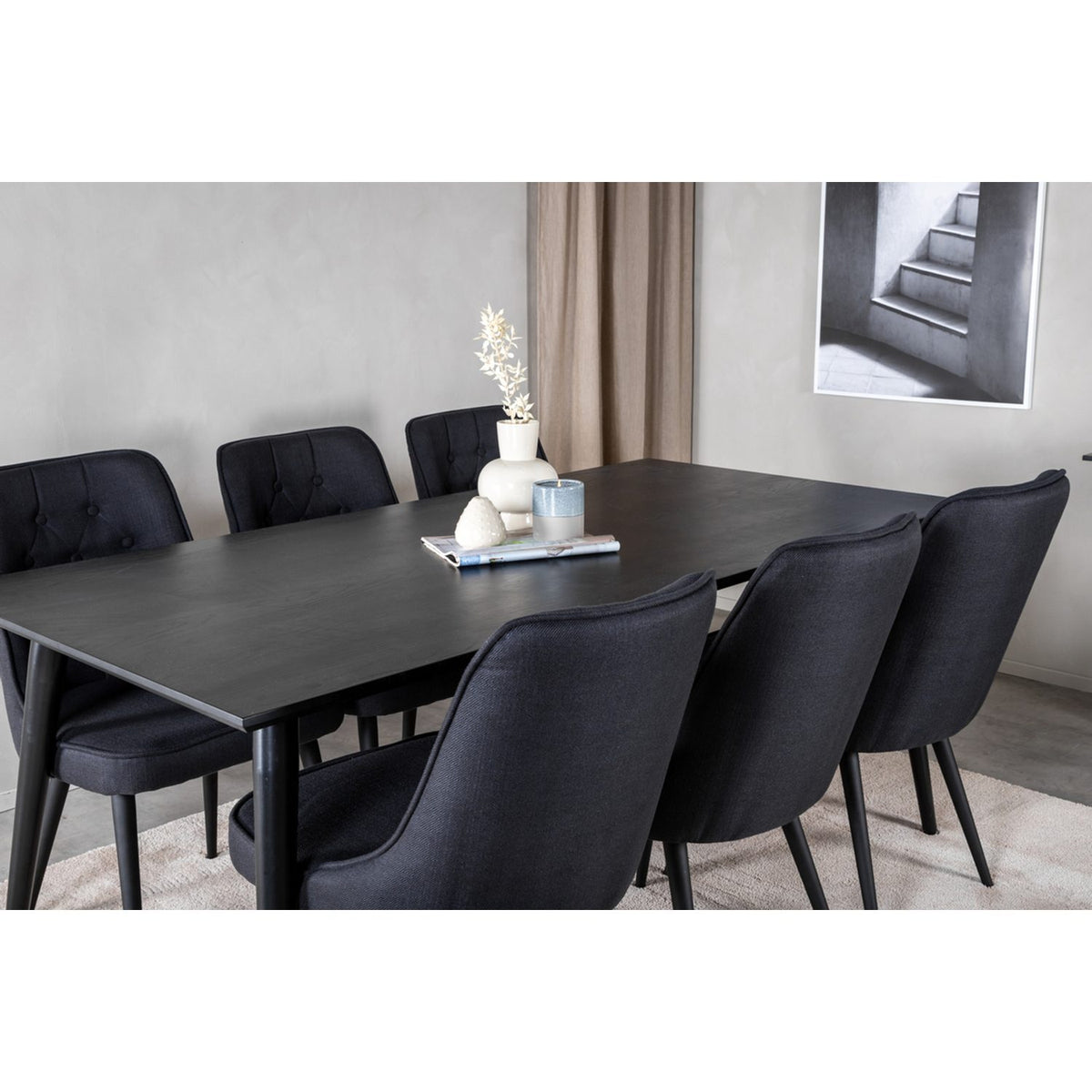 Dipp, Velvet Deluxe Rektangulär matgrupp Svart, Svart, 180 x 90