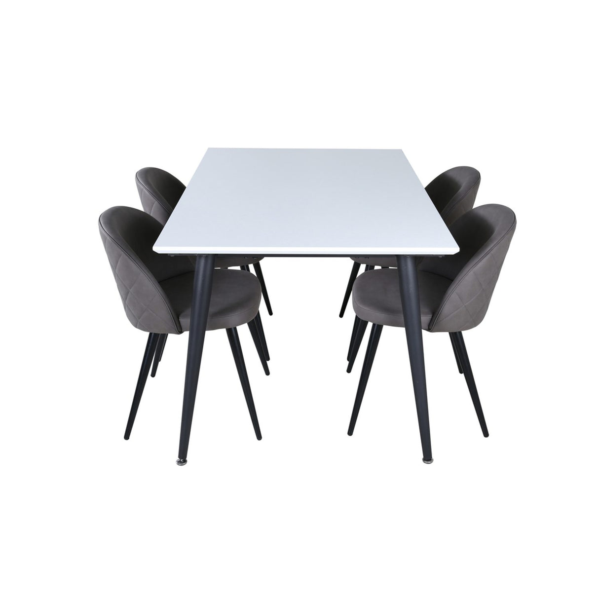 Jimmy, Velvet Rektangulär matgrupp Svart,Grå, Svart,Vitt, 150 x 90