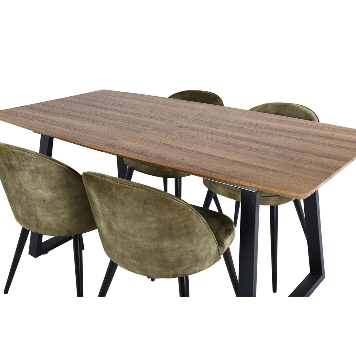 Inca, Velvet Rektangulär matgrupp Svart,Grön, Svart,Natur, 160 x 85