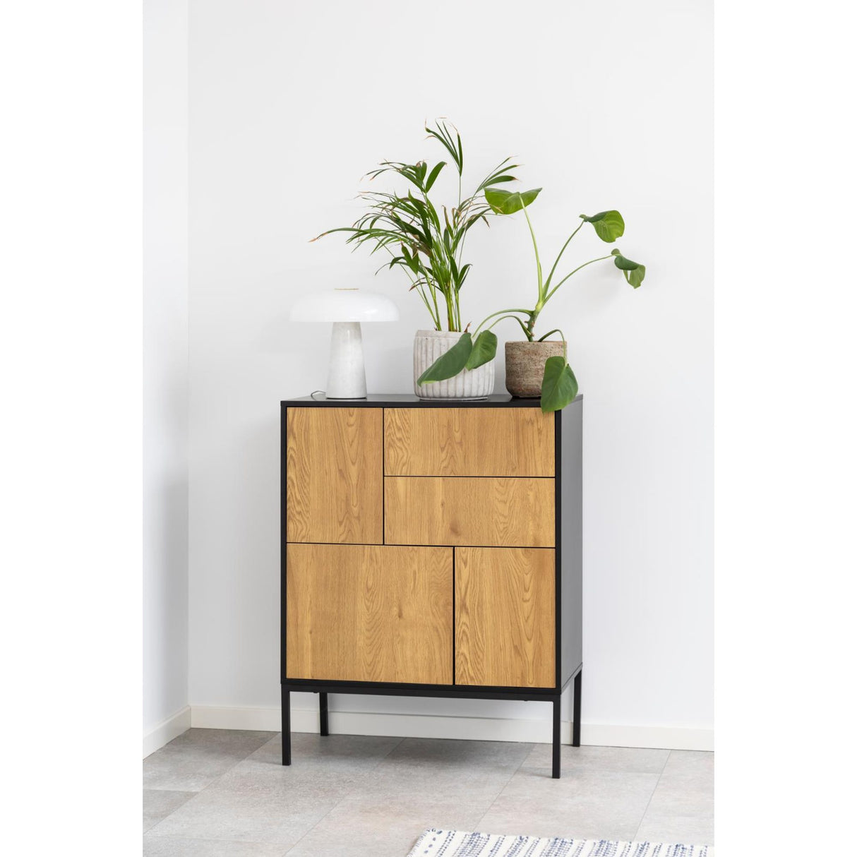 Notting Hill Sideboard 2 lådor 103x80x40 cm Svart/Ek