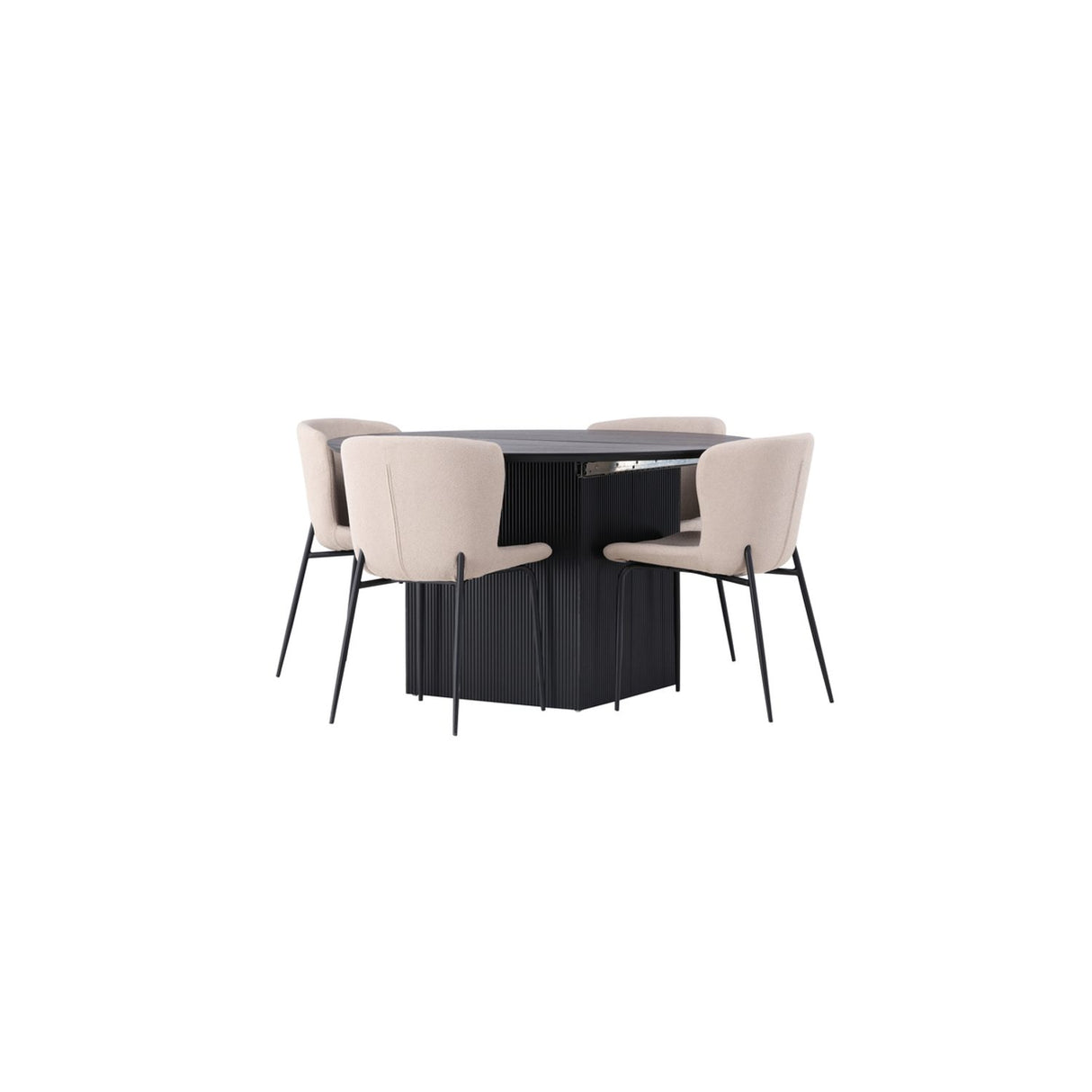 Matilda, Modesto Rund matgrupp Beige,Svart, Svart, ⌀130
