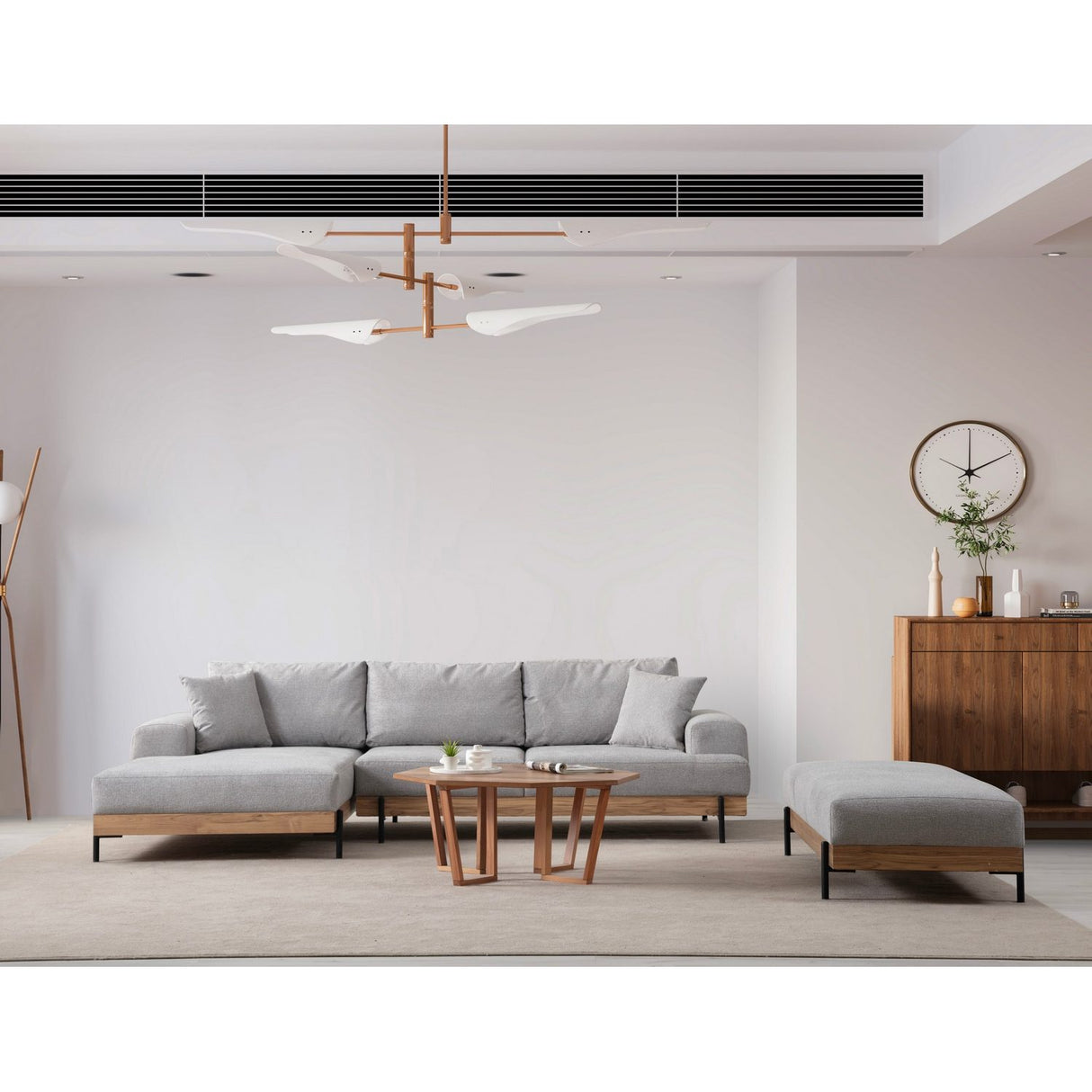 Addis Abeba Oak (170-280 x 98 x 78 cm) Hörnsoffa Grå, Vänster