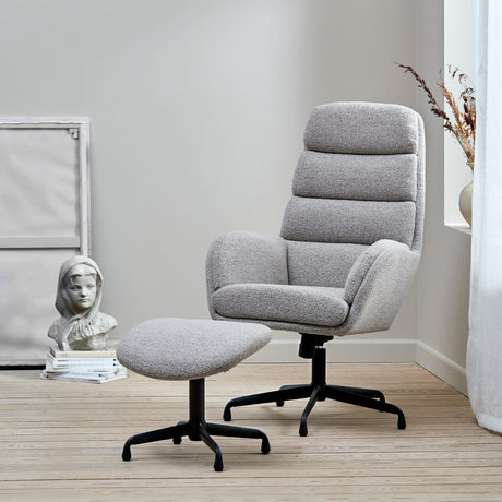 Gregory Fåtölj & Fotpall Taupe Bouclé