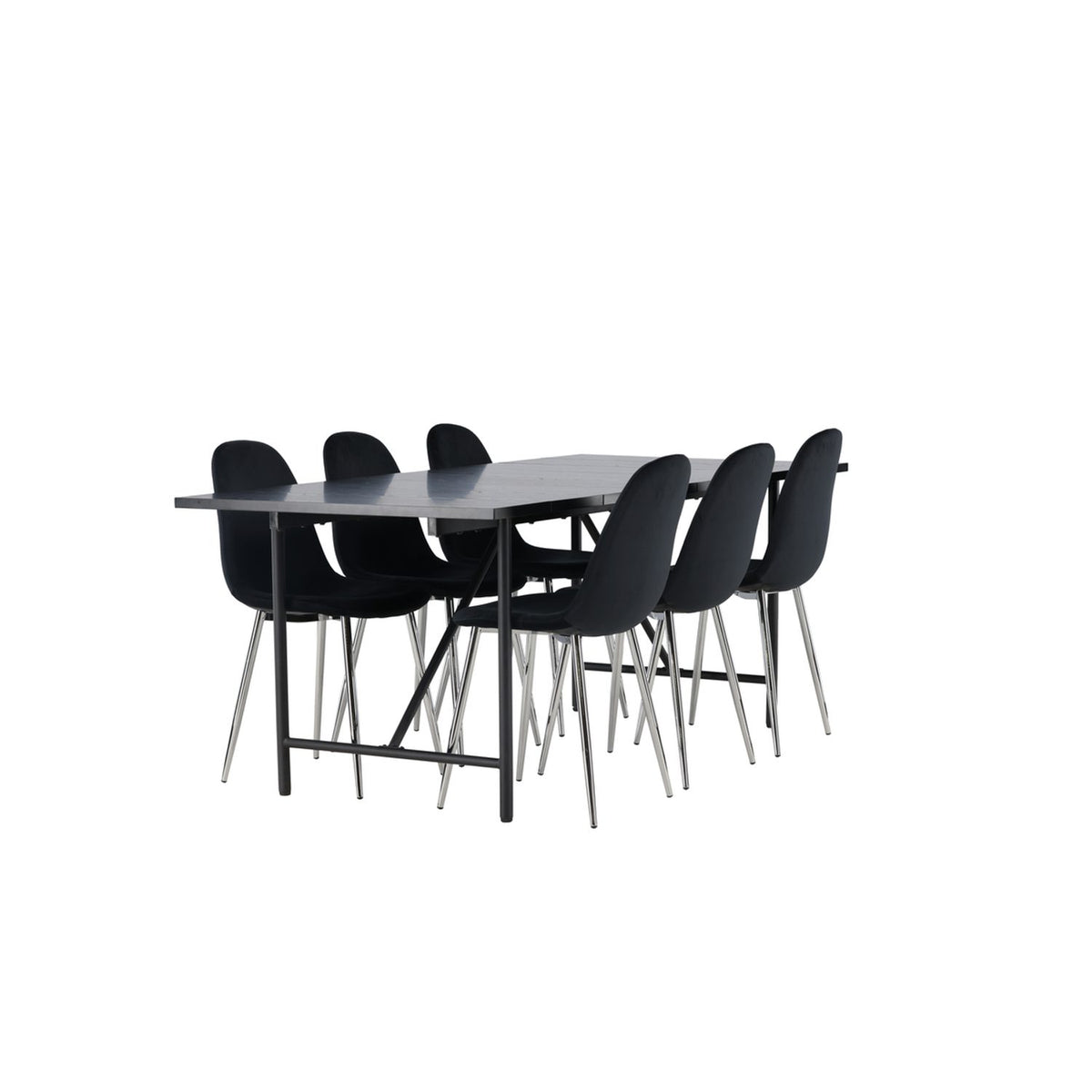 Astrid, Polar Rektangulär matgrupp Svart,Silver, Svart, 200 x 90