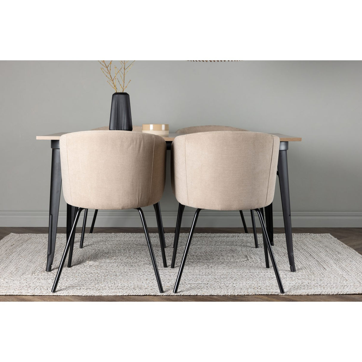 Tempe, Berit Rektangulär matgrupp Beige, Svart, Valnöt, 140 x 80