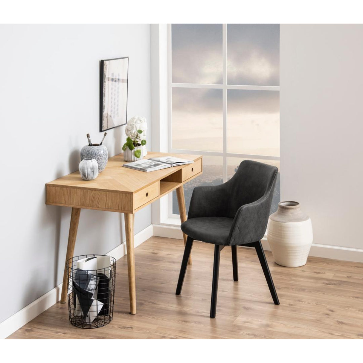 Bella Karmstol Preston tyg/Antracit