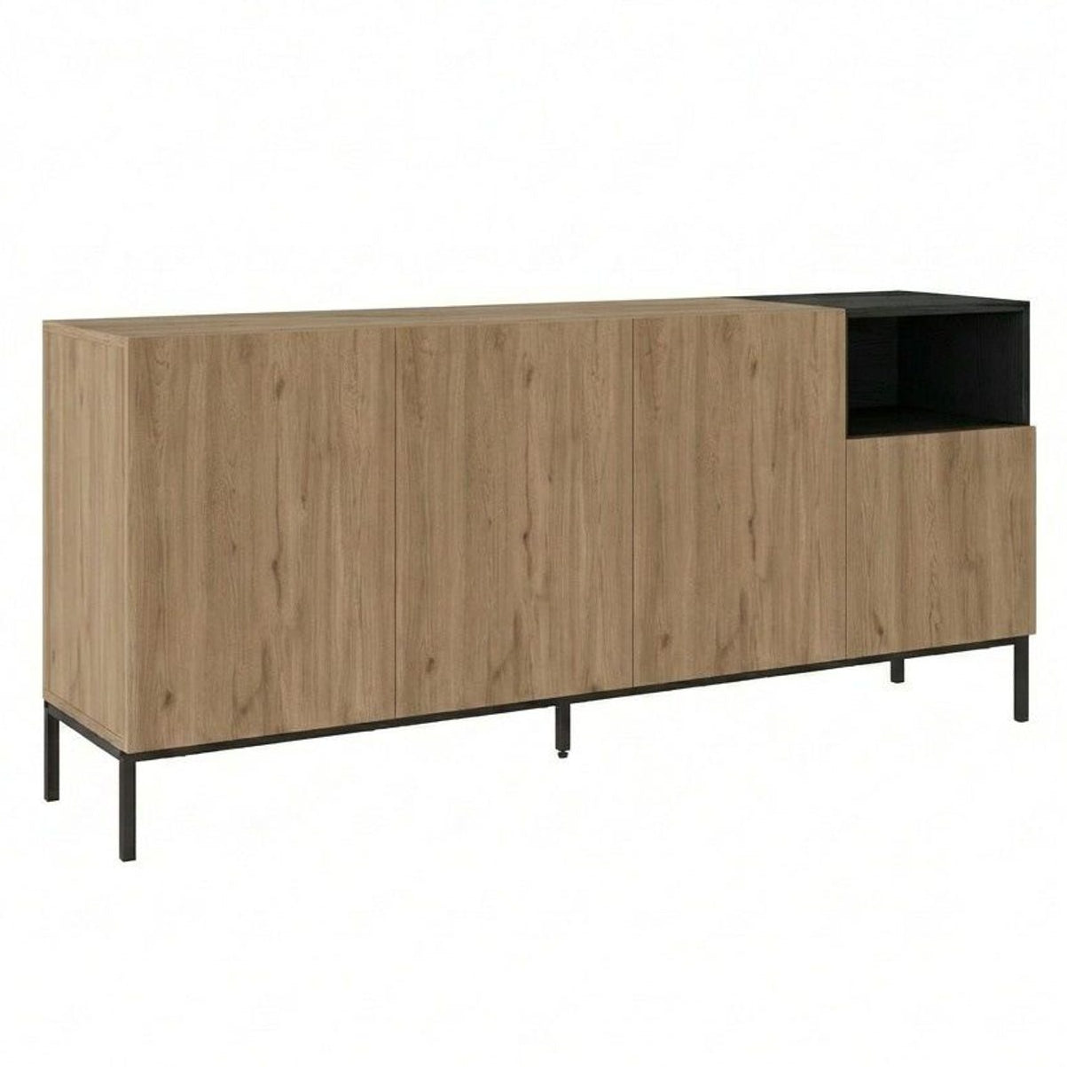 Helsingfors Sideboard Naturlig ekträ svart sandsten