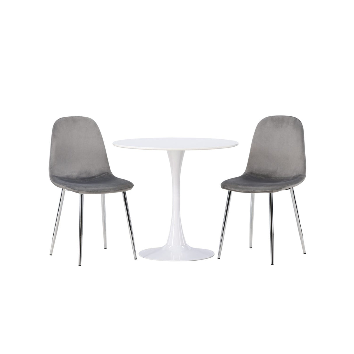 Hamden, Eva Rund matgrupp Silver, Vit, ⌀80