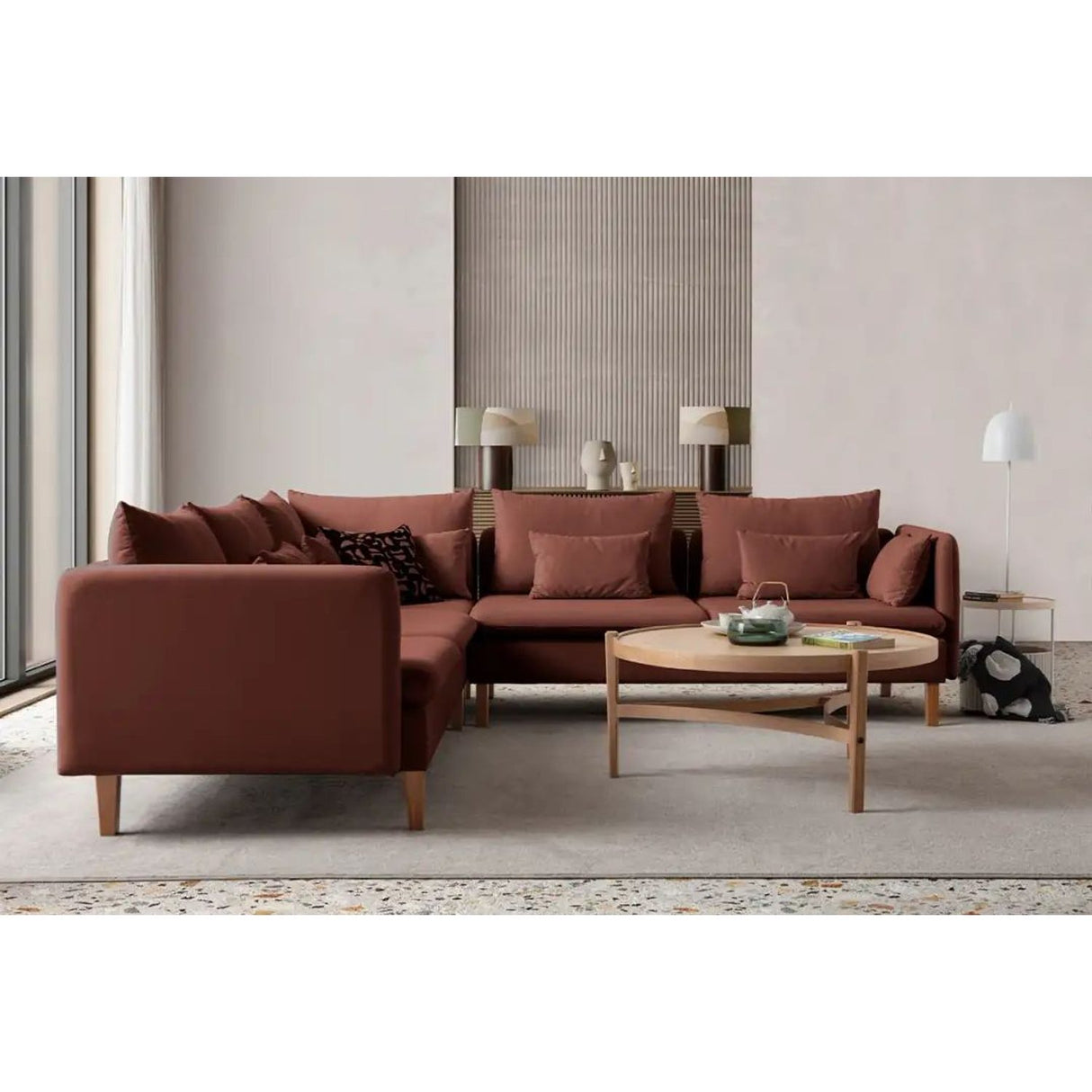 Flexy L (194 x 95 x 154 cm) Hörnsoffa Rio-röd