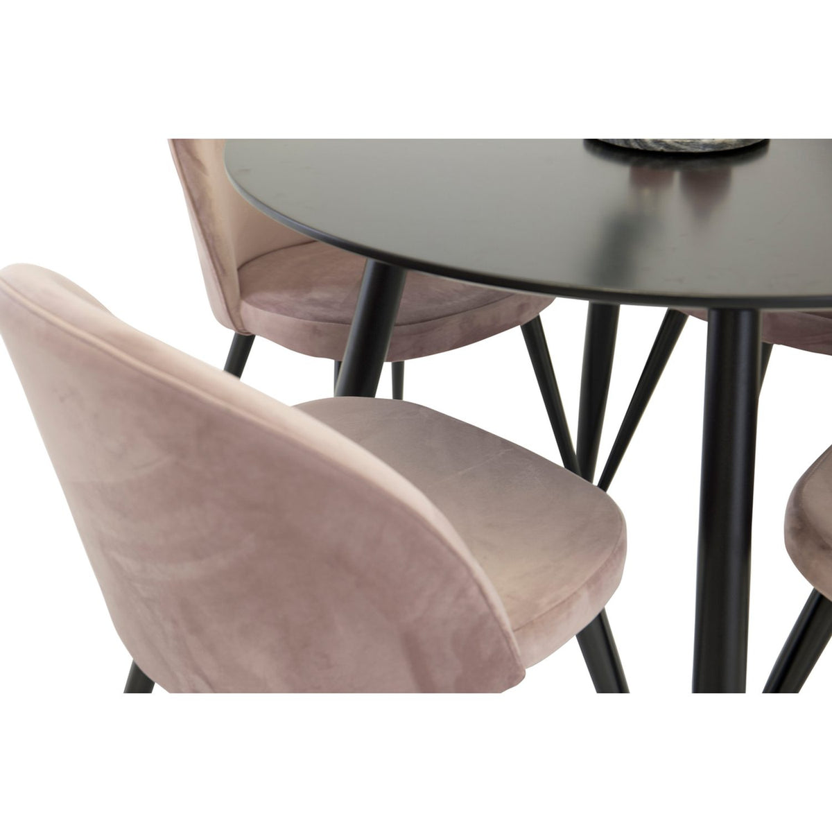 Plaza, Sammet Rund matgrupp Svart,Dammrosa, Svart, ⌀100