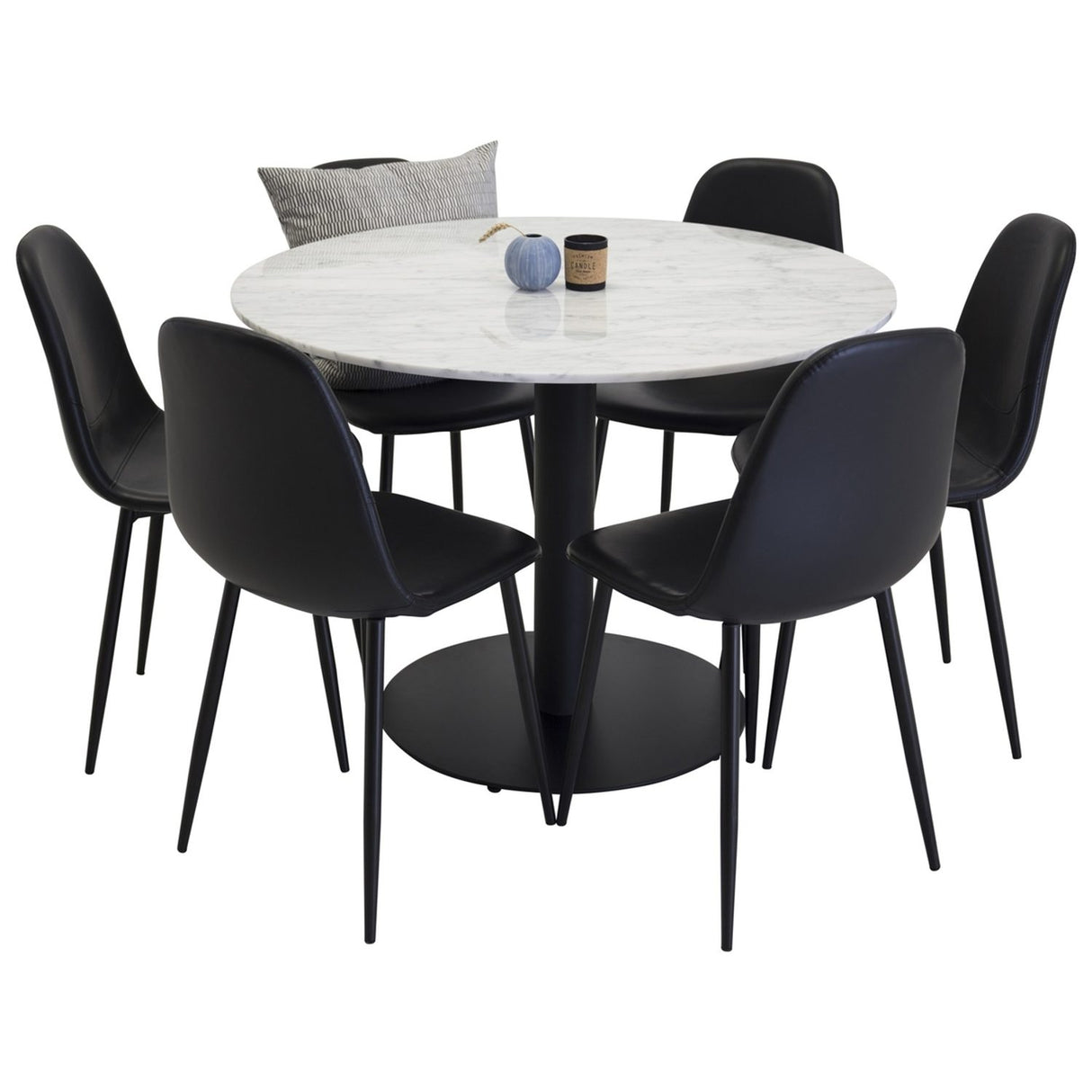 Estelle, Polar Rund matgrupp Svart, Svart,Vit, ⌀106