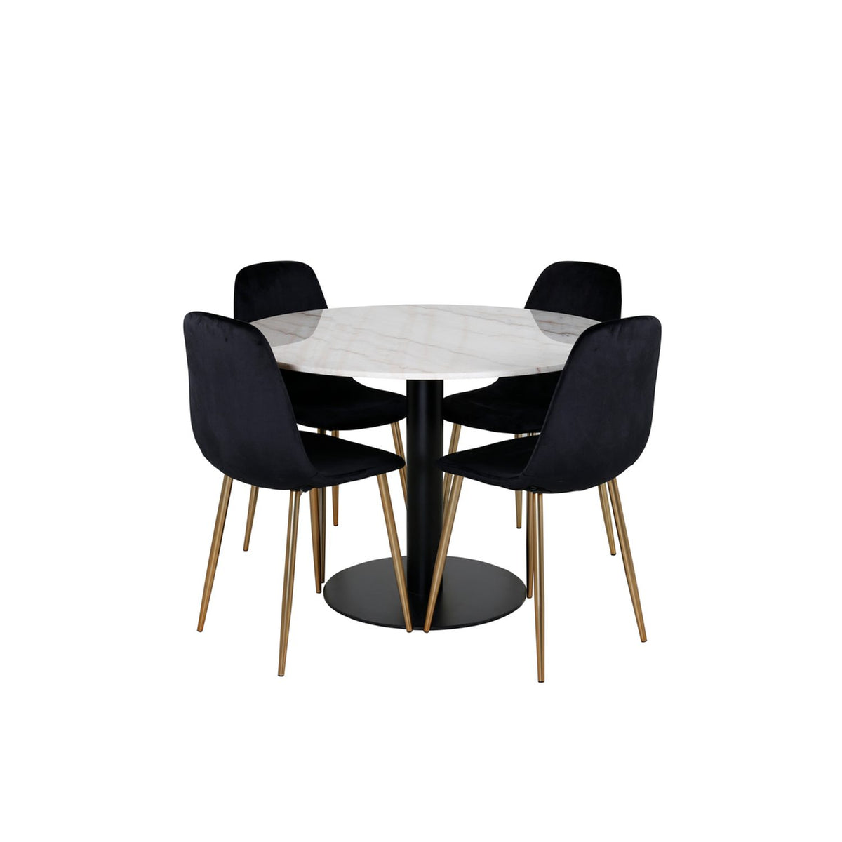 Estelle, Polar Rund matgrupp Svart,Guld, Svart,Vit, ⌀106