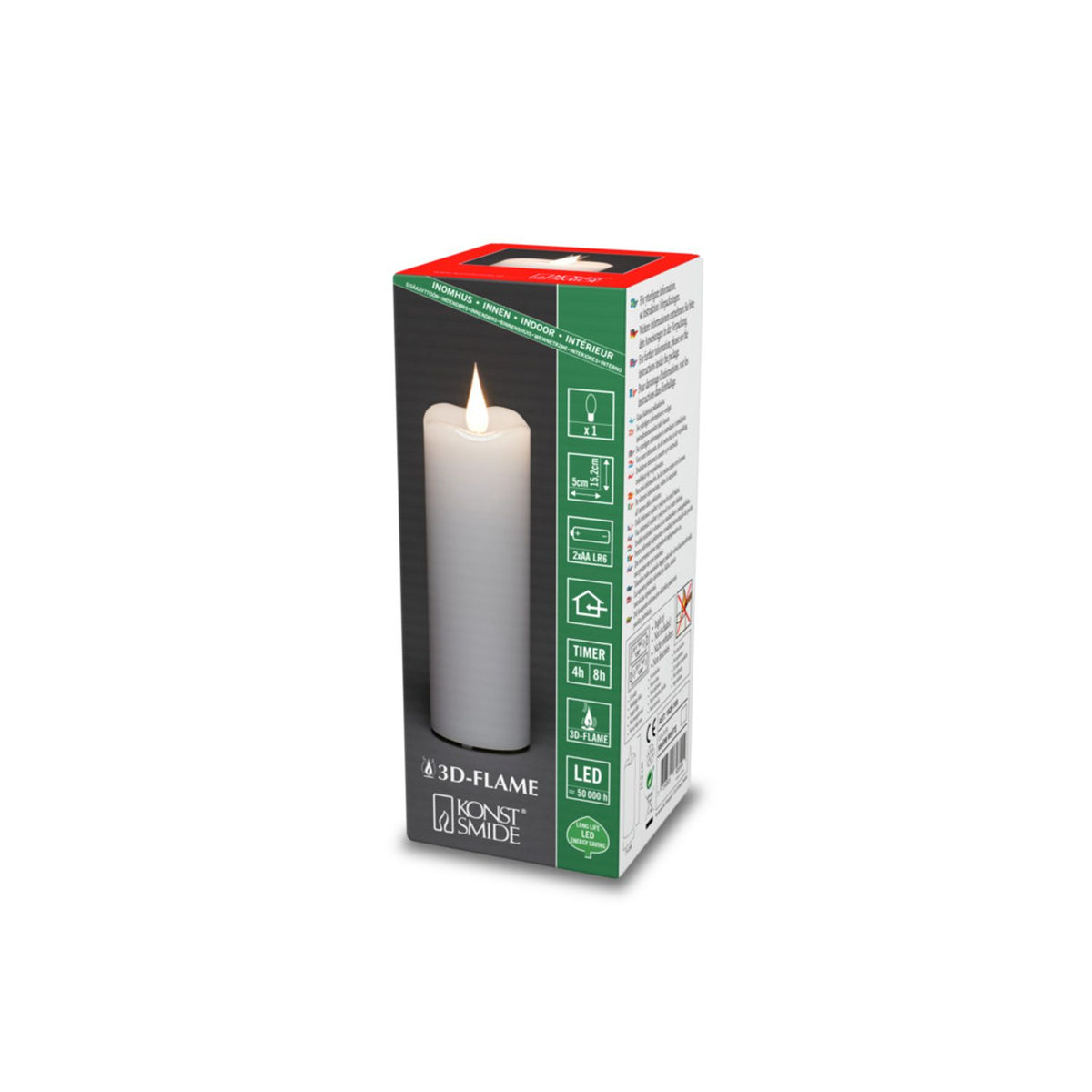 Vaxljus LED varmvit timer 4/8h 2xAA Dekorationsljus El 5x15,2 cm