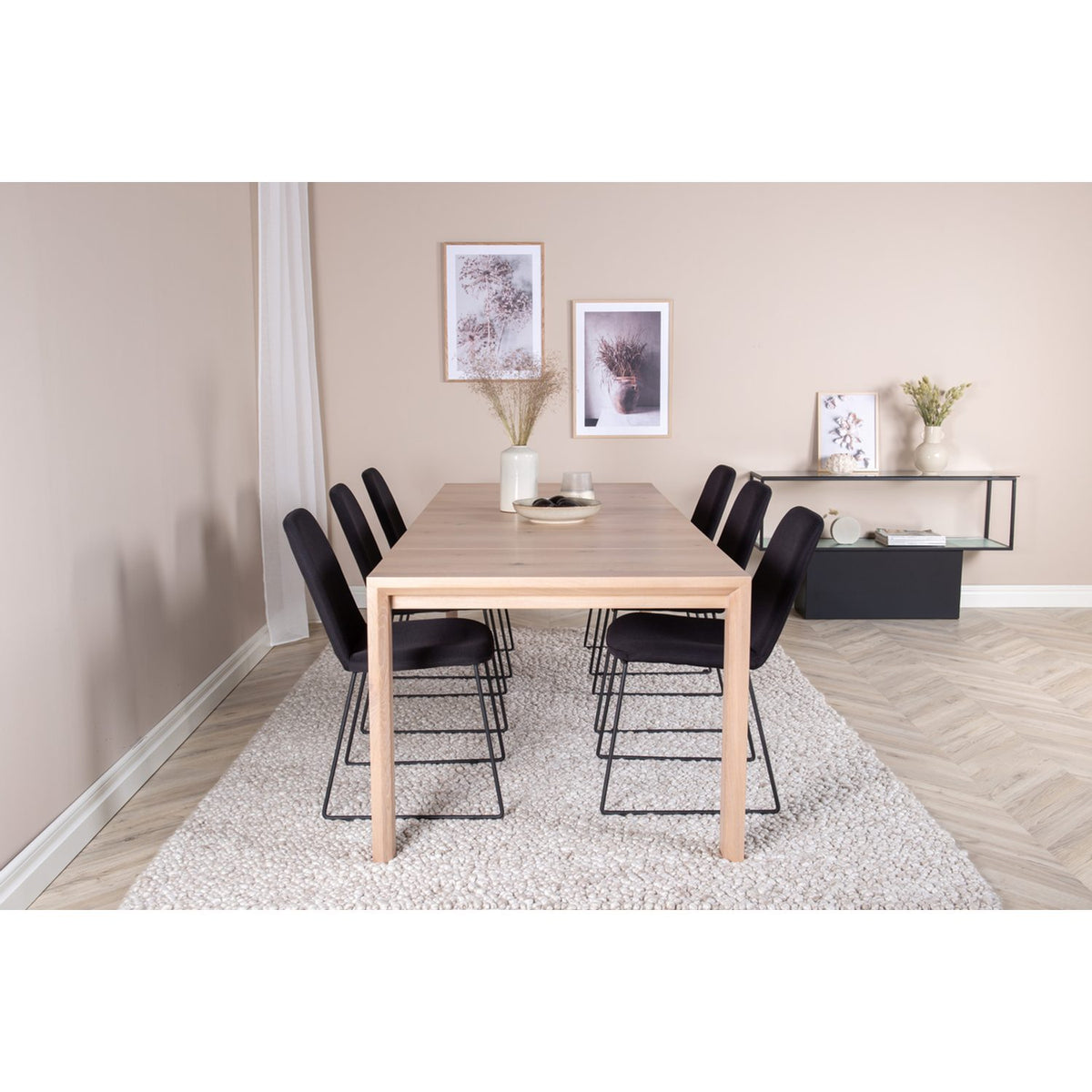 Slider, Muce Rektangulär matgrupp Svart, Natur, 6st