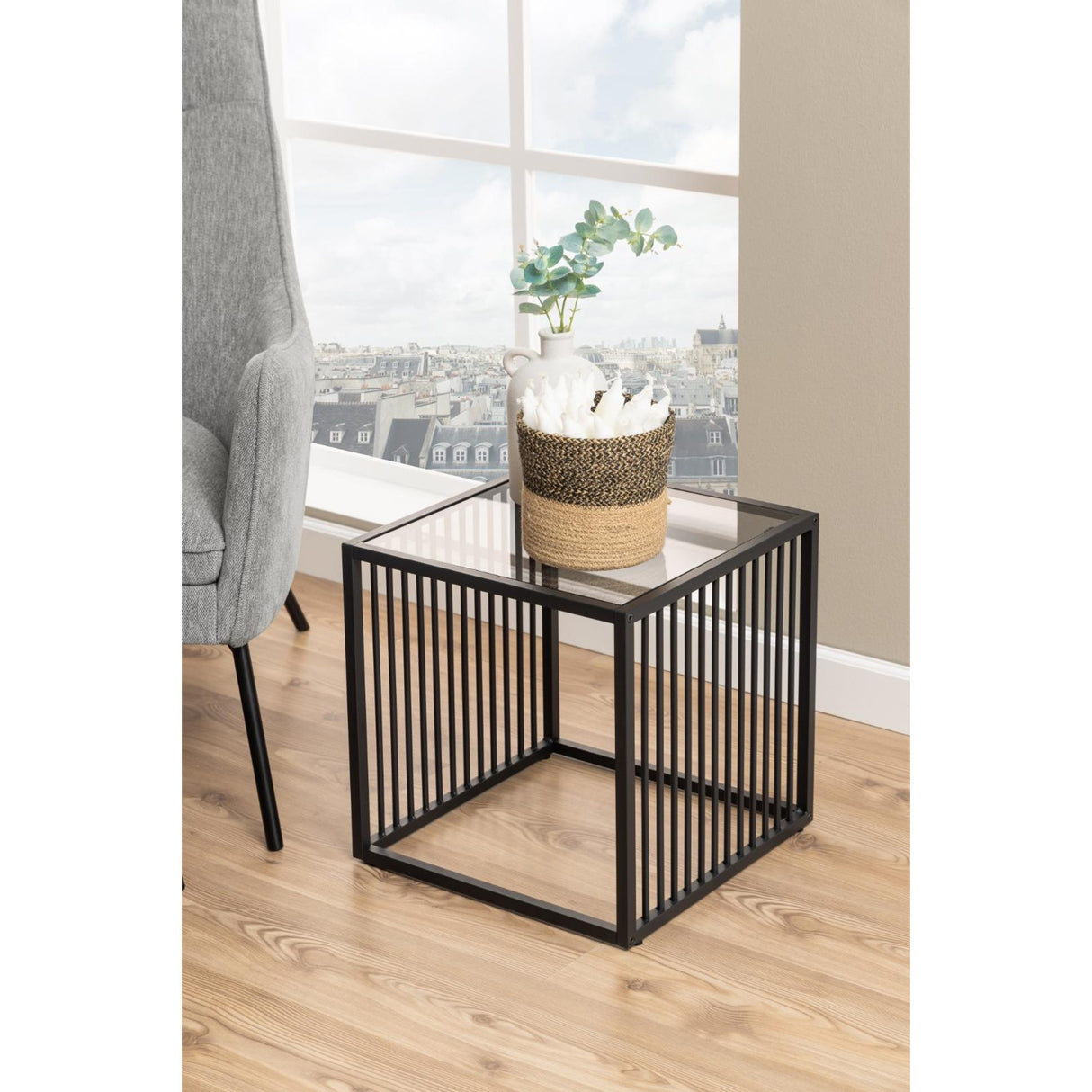 Auxerre Sidobord 40x40x40 cm Härdat glas