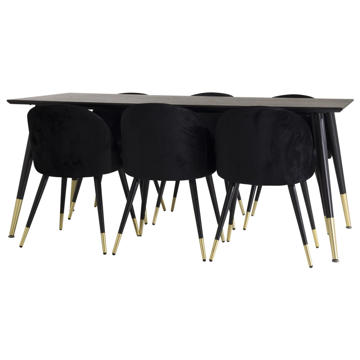 Dipp, Velvet Rektangulär matgrupp Svart,Guld, Svart,Guld, 180 x 90