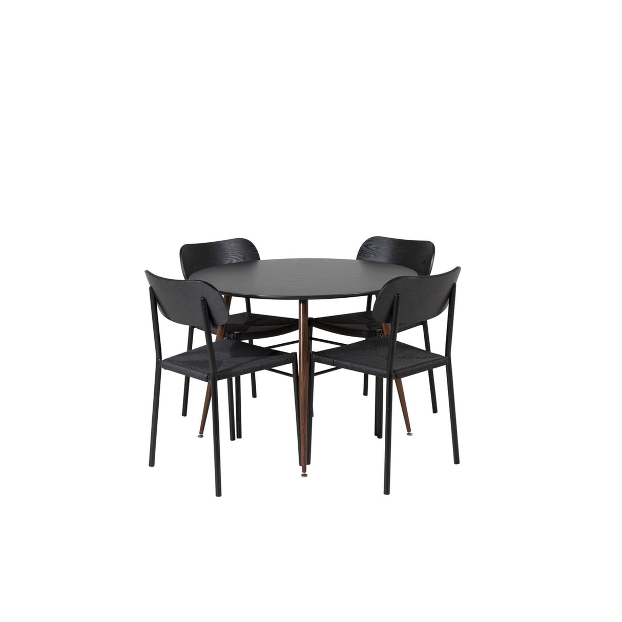 Plaza, Polly Rund matgrupp Svart, Svart,Valnöt, ⌀100