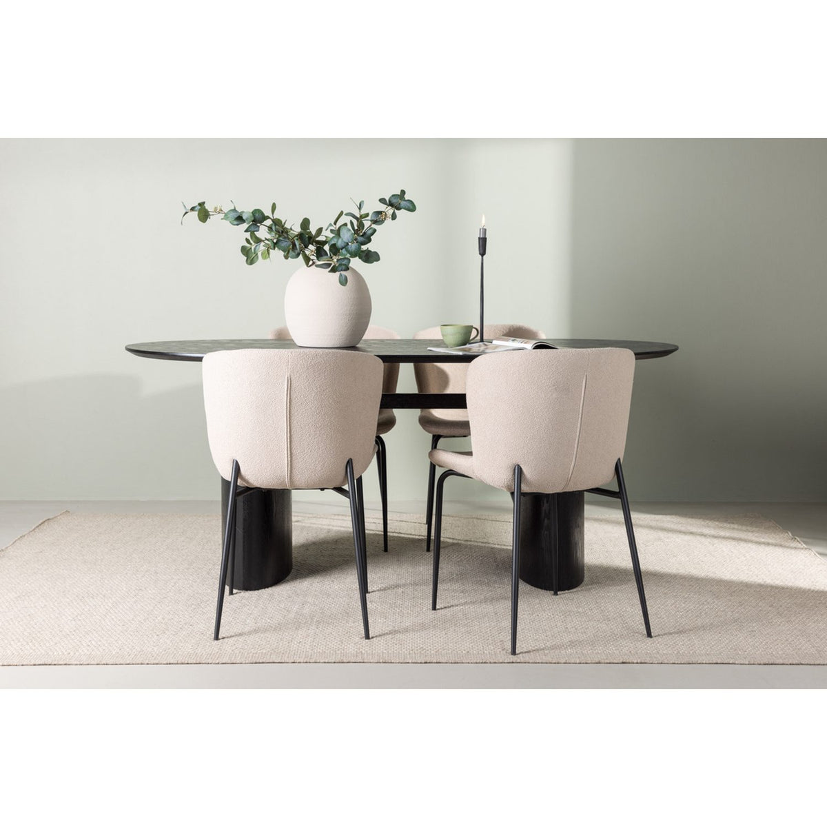 Isolde, Modesto Oval matgrupp Beige,Svart, Svart, 180 x 90