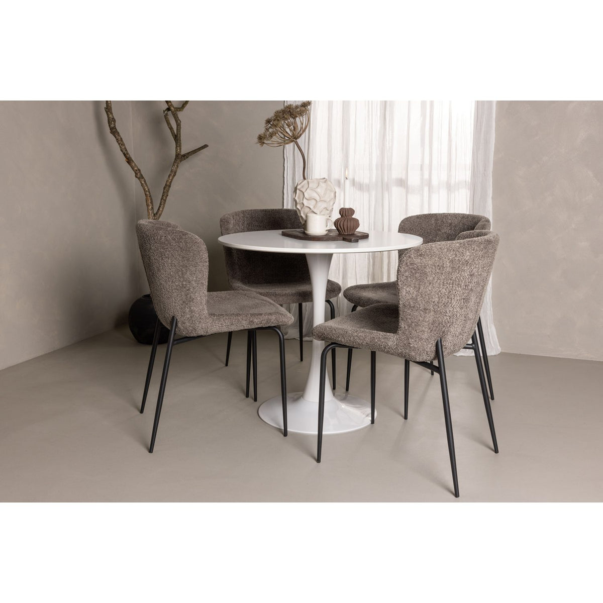 Hamden, Modesto Rund matgrupp Svart,Brun, Vit, ⌀80