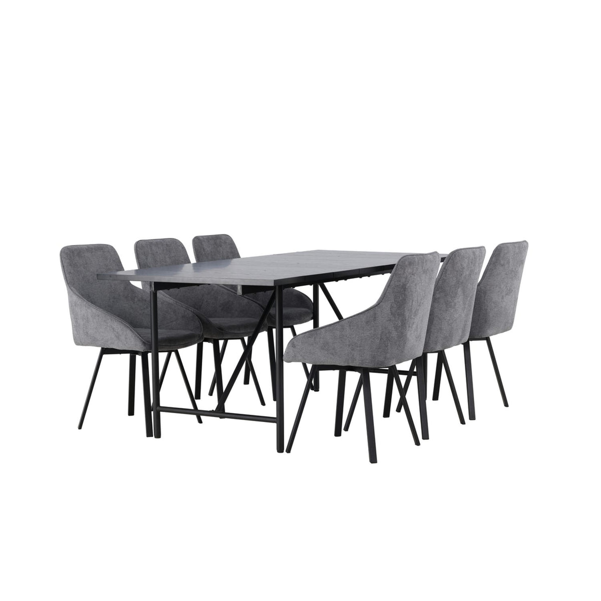 Astrid, Rosie Rektangulär matgrupp Svart,Grå, Svart, 200 x 90