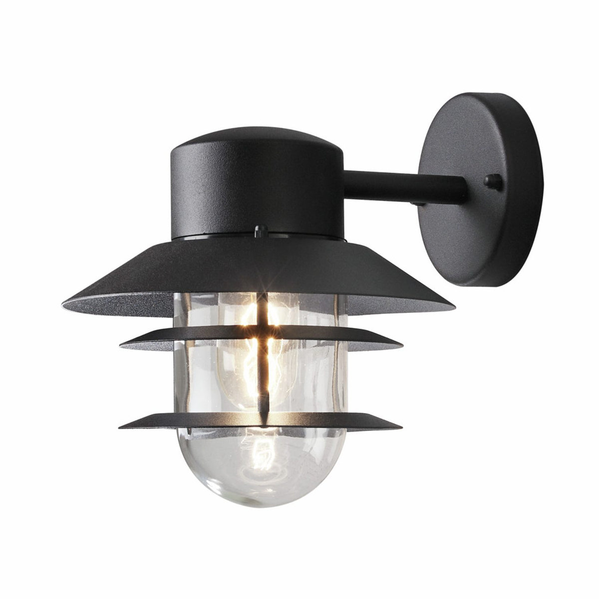 Modena E27 24 cm Vägglampa Ute Svart, Ned