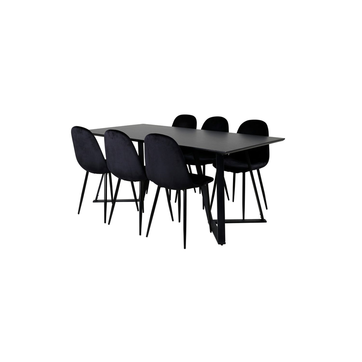 Marina, Polar Rektangulär matgrupp Svart, Svart, 180 x 90
