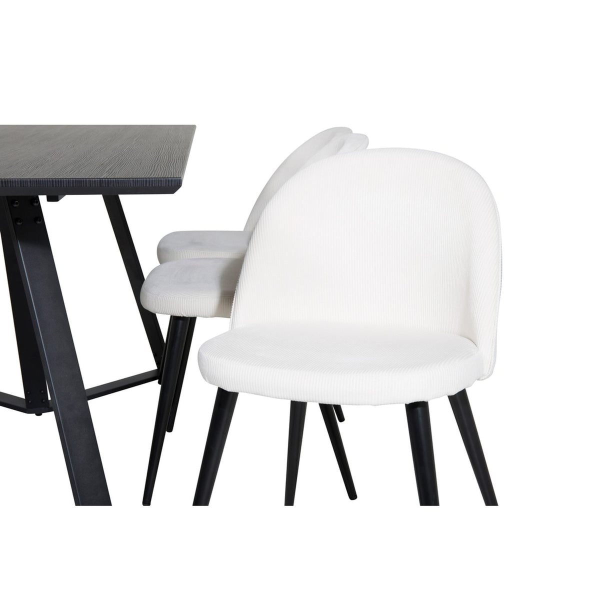 Marina, Velvet Rektangulär matgrupp Svart,Crème, Svart, 180 x 90