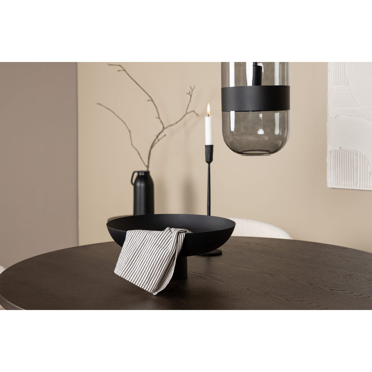 Stone, Chico Rund matgrupp Vit, Svart, mocka, ⌀120