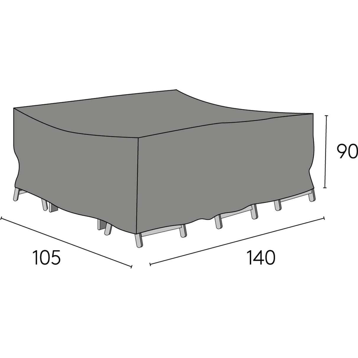 Möbelskydd Matgrupp 105x140x90 cm Grå