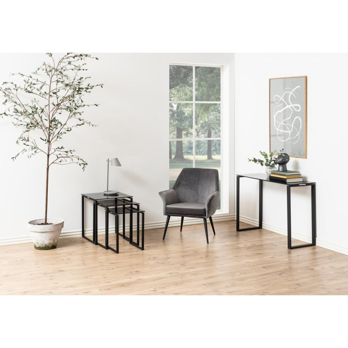 Benz Satsbord 55x50x50 cm Svart/Glas