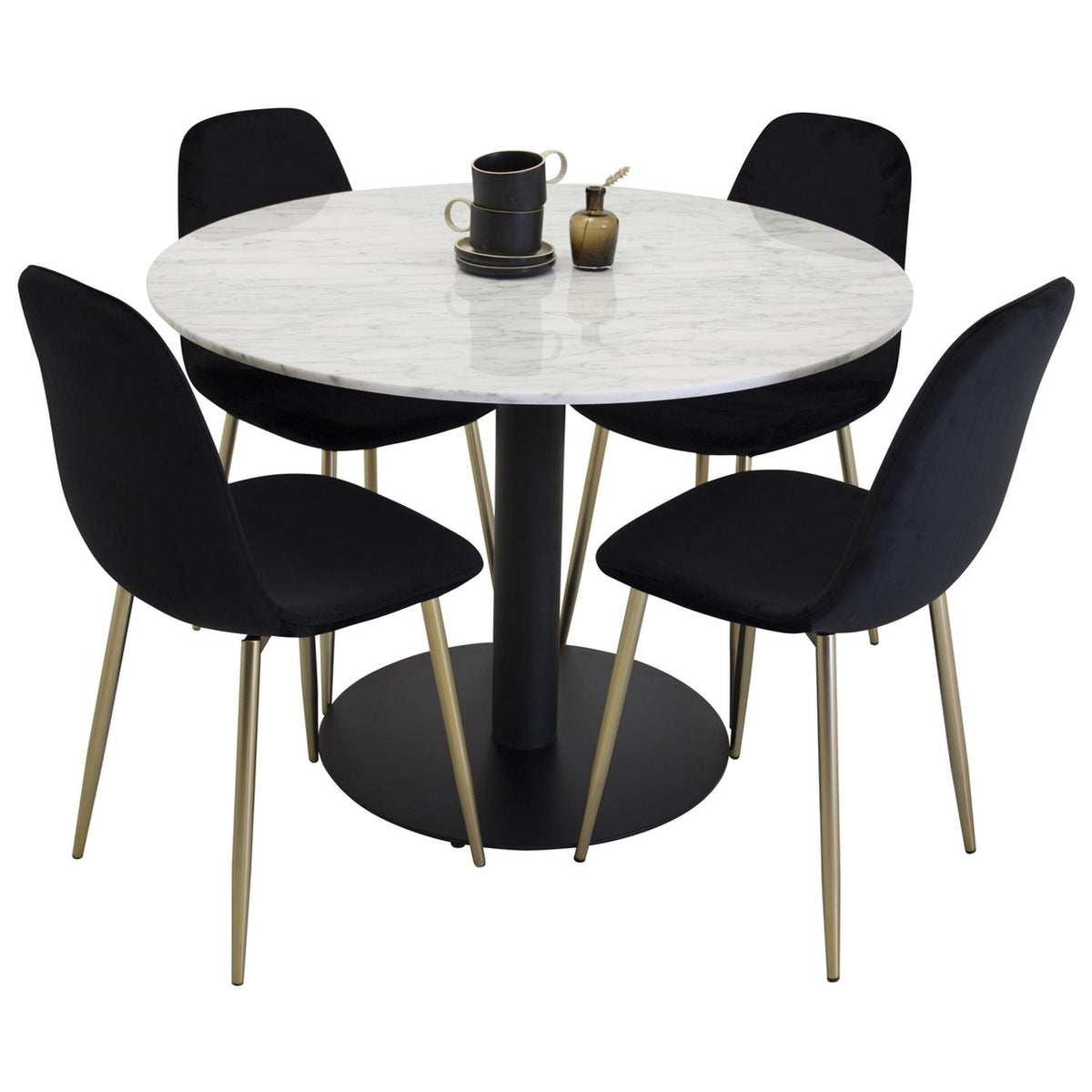 Estelle, Polar Rund matgrupp Svart,Guld, Svart,Vit, ⌀106