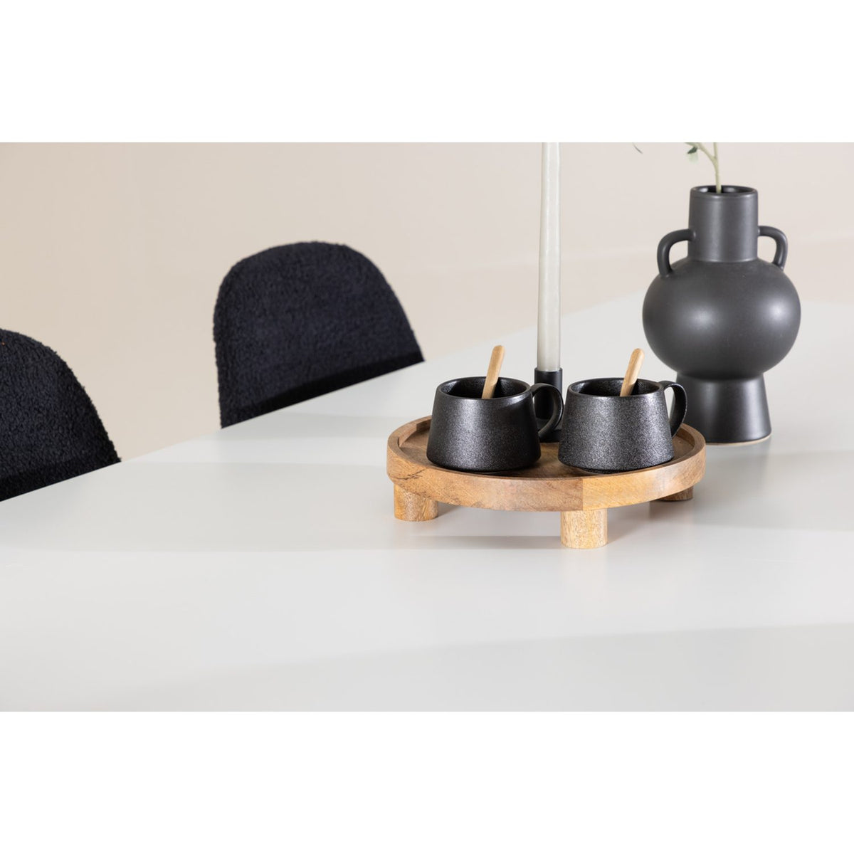 Silar, Polar Rektangulär matgrupp Svart, Vit, 180 x 90