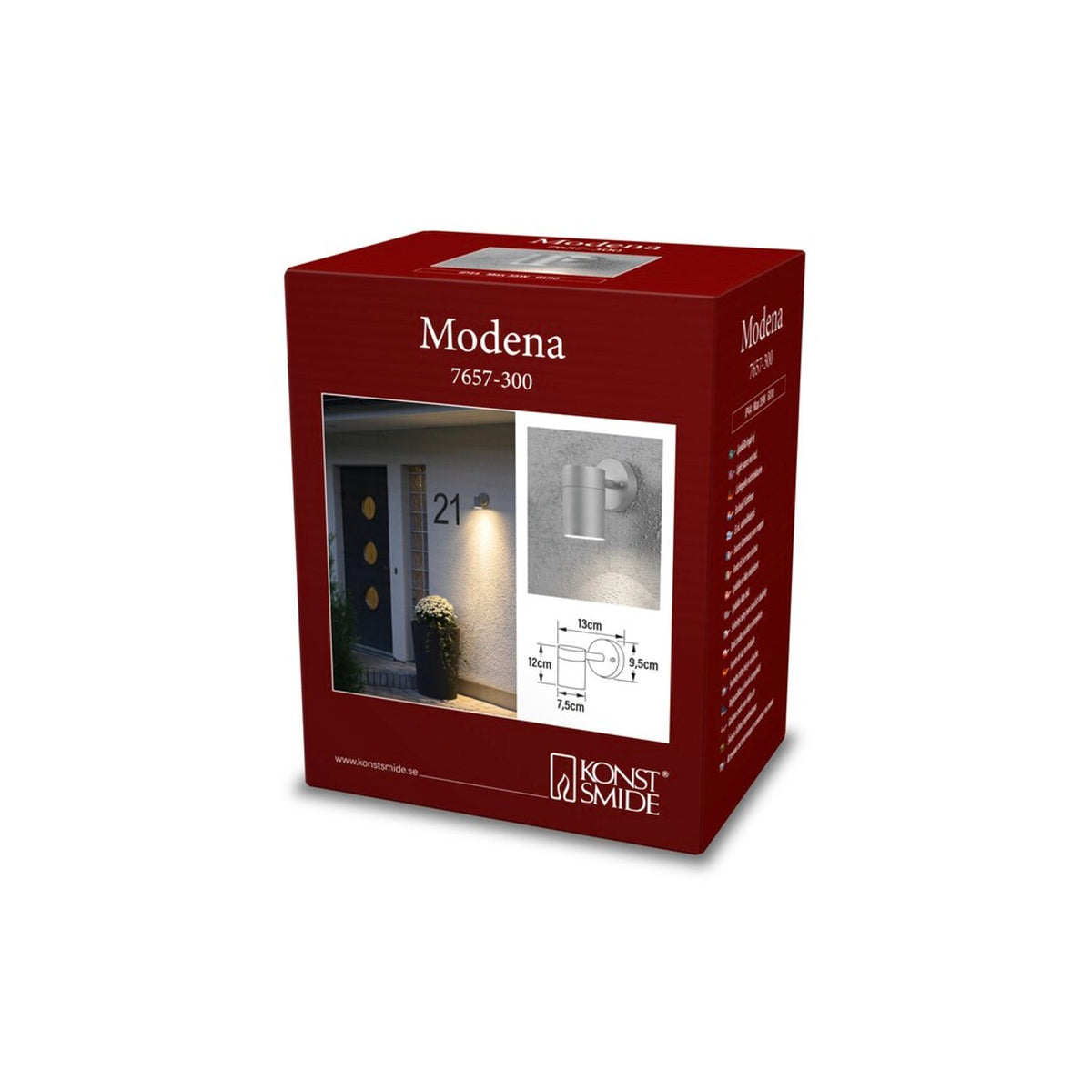 Modena Stor GU10 Ned Vägglampa Ute Grå