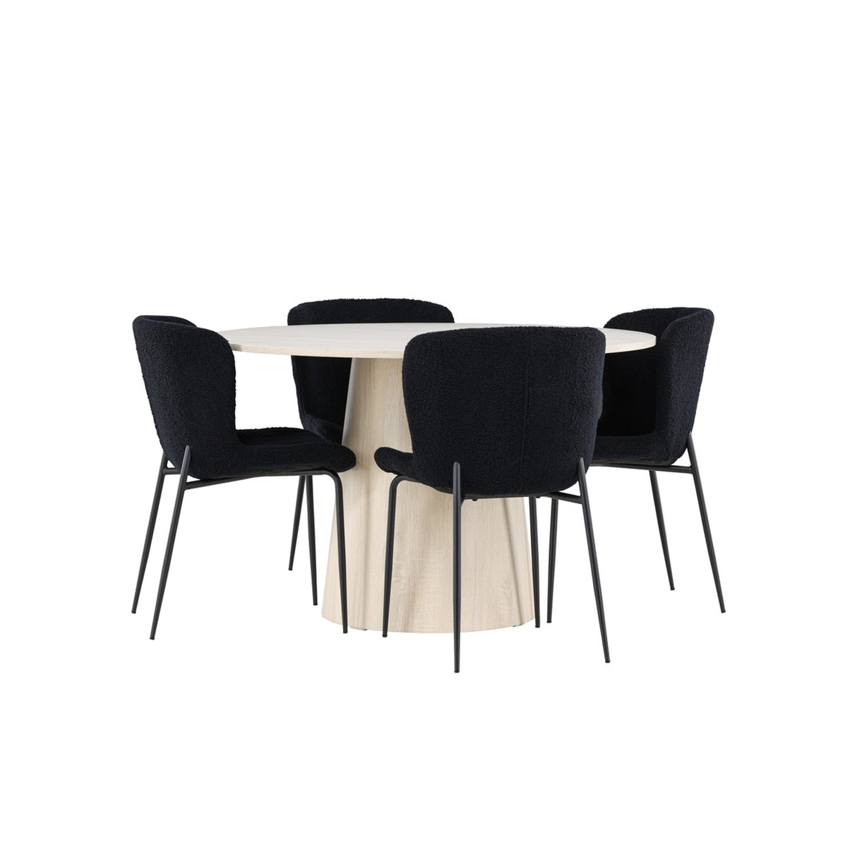 Lanzo, Modesto Rund matgrupp Svart, Vitlaserad, ⌀120