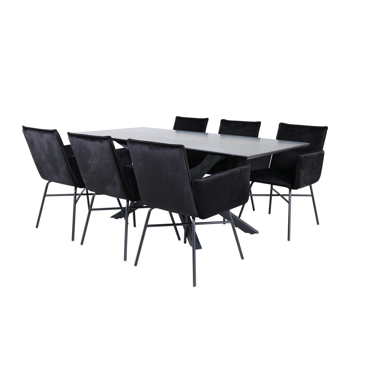 Piazza, Petra Rektangulär matgrupp Svart, Svart, 180 x 90