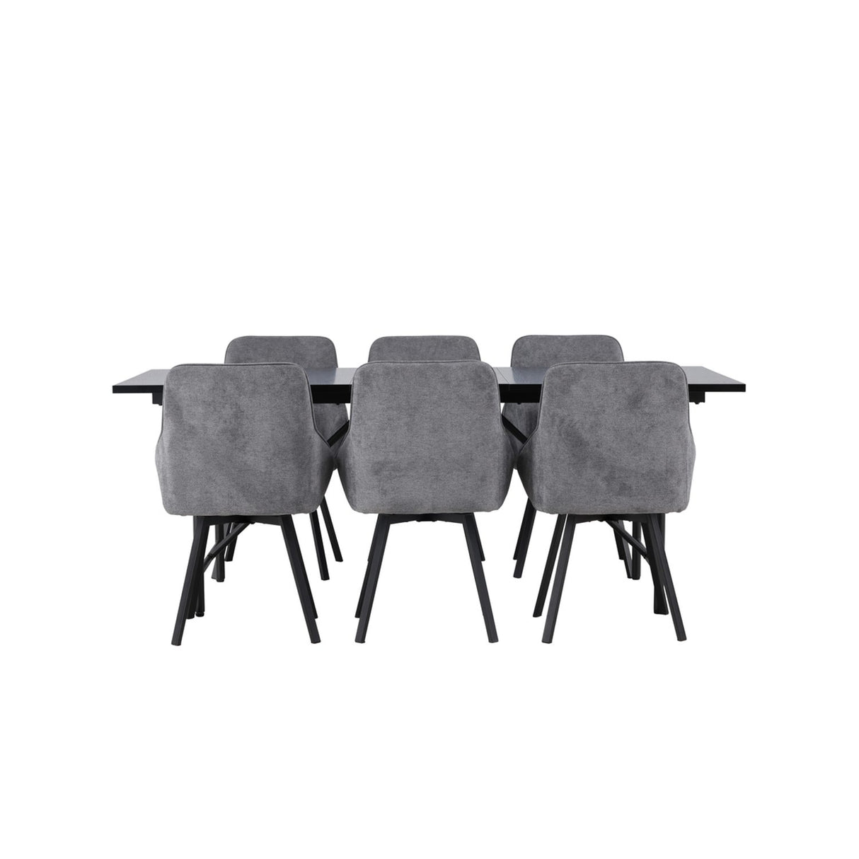 Astrid, Rosie Rektangulär matgrupp Svart,Grå, Svart, 200 x 90
