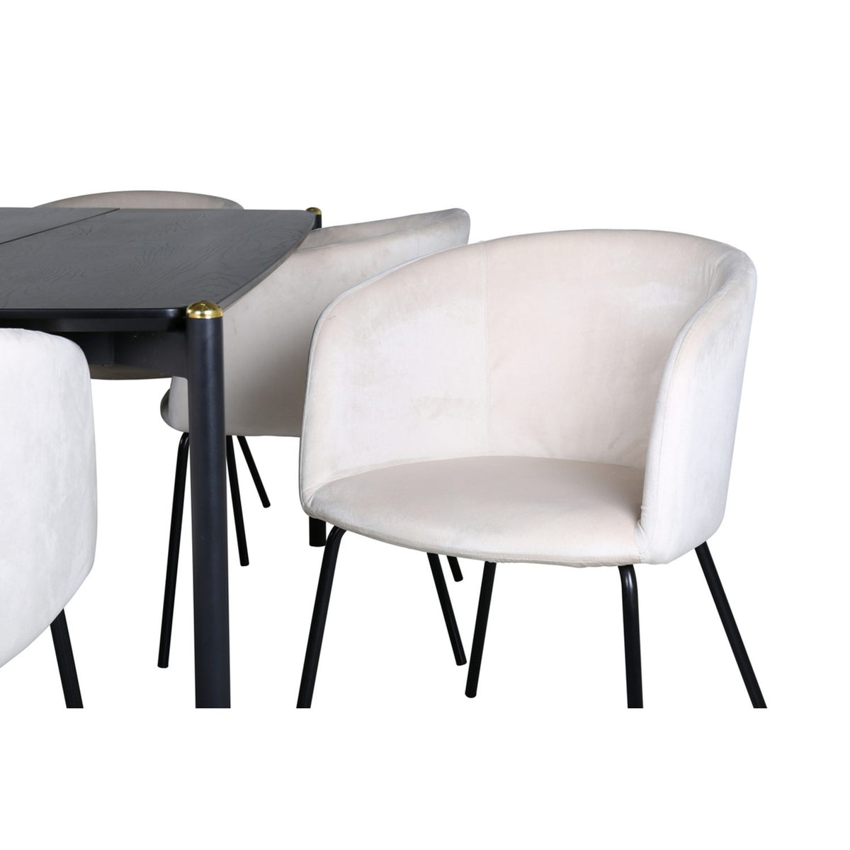 Pelle, Berit Rektangulär matgrupp Beige, Svart, Svart, 190 x 90