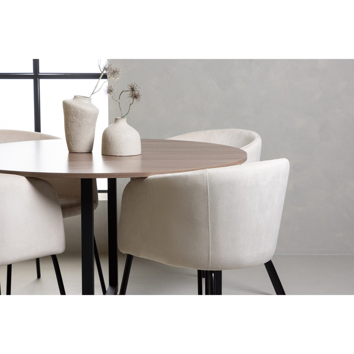 Durango, Berit Rund matgrupp Beige, Svart, Svart, valnöt, ⌀120