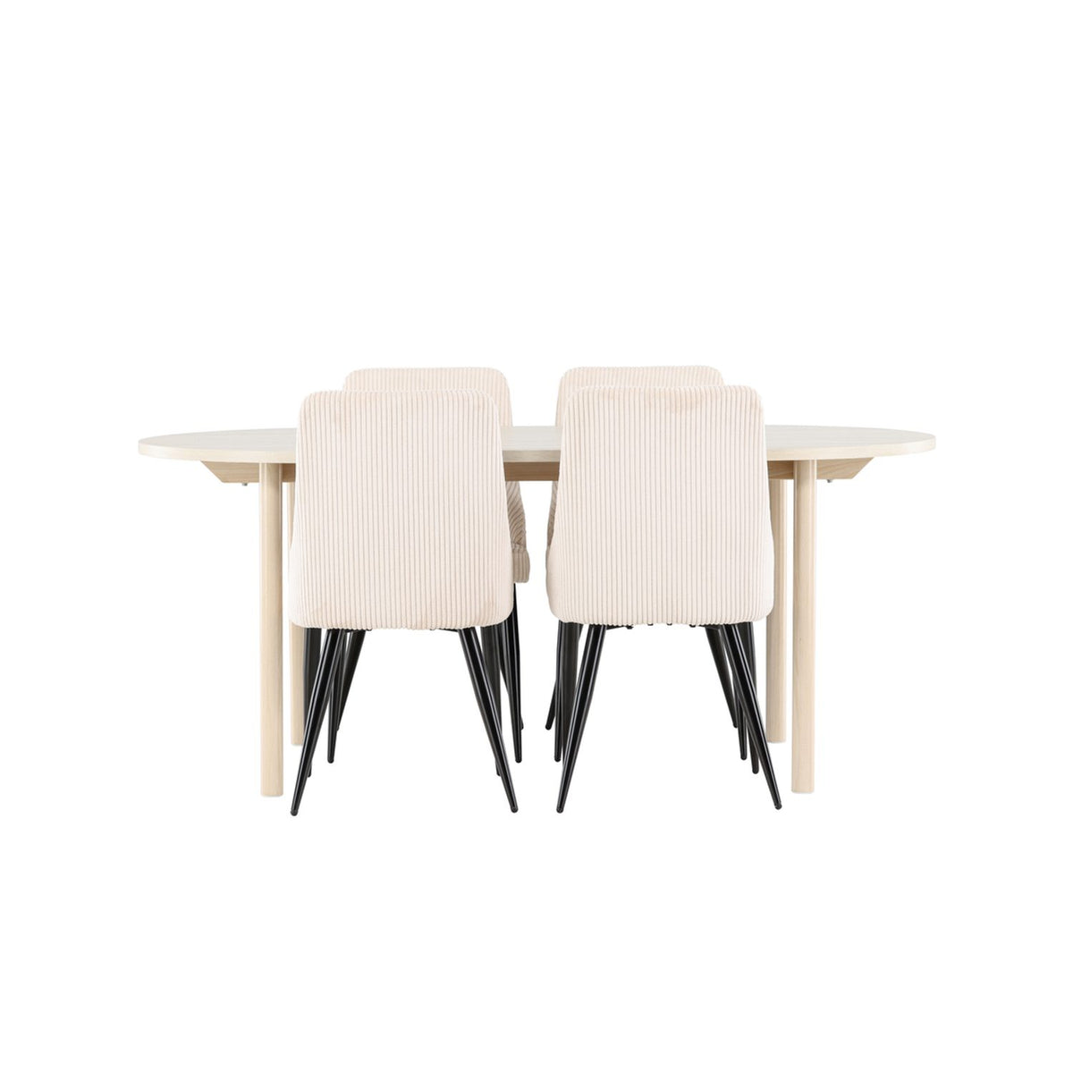 Andy, Leone Ovalt matgrupp Beige,Svart, Vitlaserad, 180 x 90