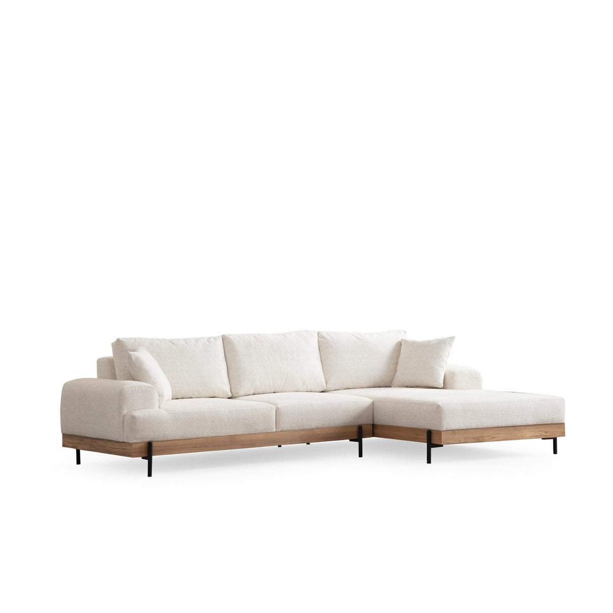 Kigali Oak (280-170 x 98 x 78 cm) Hörnsoffa Vit, Höger